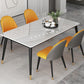 Modern 1/5/6/7 Pieces Dining Set Sintered Stone Dining Table Set with Leather Chairs 5 Pieces: Table, 4 Orange Chairs Clearhalo 'Dining Room Sets' 'Dining Tables & Seating' 'dining_room_set' 'furn' 'furn_dining_room_set' 'Furniture' 'furniture_dining_room_set' 'Kitchen & Dining Furniture' 'kitchen&dining_furn' 'kitchen' 4413245
