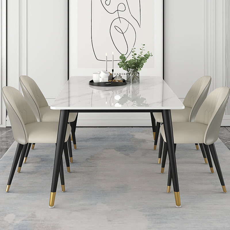 Modern 1/5/6/7 Pieces Dining Set Sintered Stone Dining Table Set with Leather Chairs Clearhalo 'Dining Room Sets' 'Dining Tables & Seating' 'dining_room_set' 'furn' 'furn_dining_room_set' 'Furniture' 'furniture_dining_room_set' 'Kitchen & Dining Furniture' 'kitchen&dining_furn' 'kitchen' 4413253