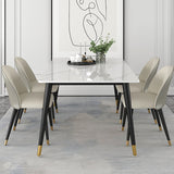 Modern 1/5/6/7 Pieces Dining Set Sintered Stone Dining Table Set with Leather Chairs Clearhalo 'Dining Room Sets' 'Dining Tables & Seating' 'dining_room_set' 'furn' 'furn_dining_room_set' 'Furniture' 'furniture_dining_room_set' 'Kitchen & Dining Furniture' 'kitchen&dining_furn' 'kitchen' 4413253