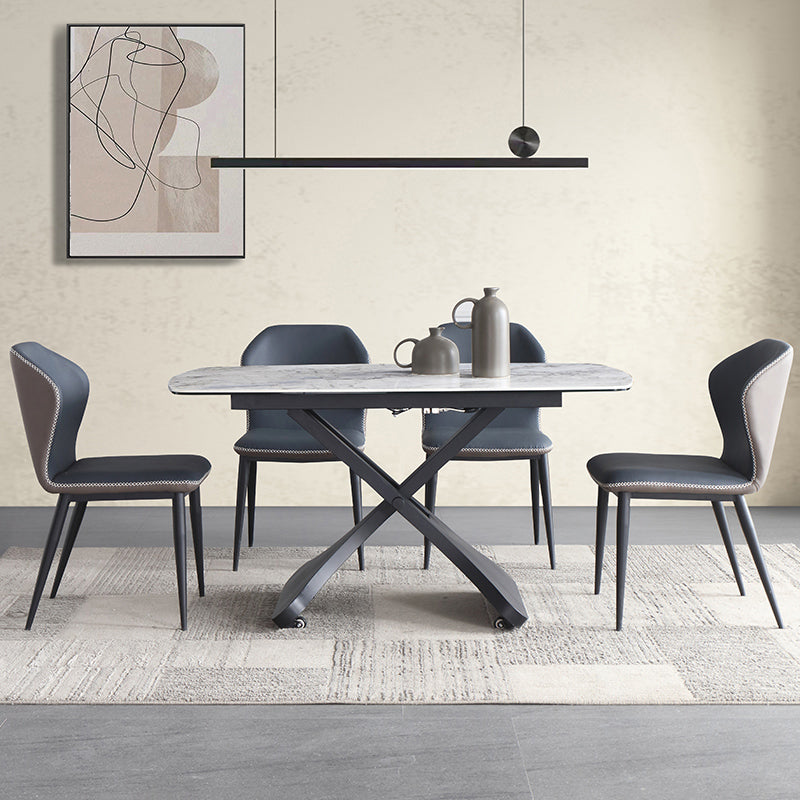 Modern 1/4/5/7 Pieces Dining Set Rectangle Sintered Stone Dining Table Set Clearhalo 'Dining Room Sets' 'Dining Tables & Seating' 'dining_room_set' 'furn' 'furn_dining_room_set' 'Furniture' 'furniture_dining_room_set' 'Kitchen & Dining Furniture' 'kitchen&dining_furn' 'kitchen' 4413261