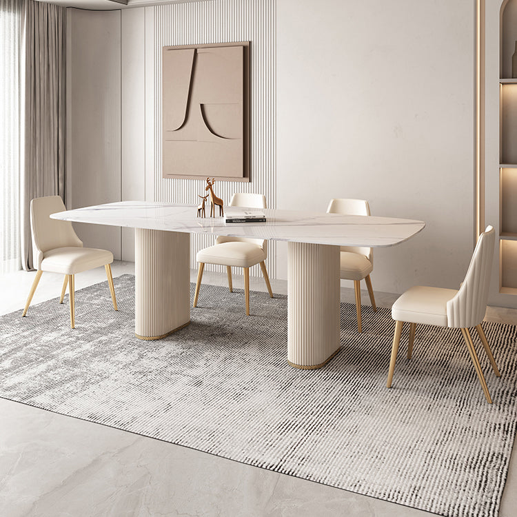 Nordic 1/4/5/7 Pieces Dining Set Rectangle Stone Table and White Chairs Dining Set Clearhalo 'Dining Room Sets' 'Dining Tables & Seating' 'dining_room_set' 'furn' 'furn_dining_room_set' 'Furniture' 'furniture_dining_room_set' 'Kitchen & Dining Furniture' 'kitchen&dining_furn' 'kitchen' 4413299
