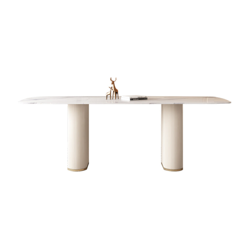 Nordic 1/4/5/7 Pieces Dining Set Rectangle Stone Table and White Chairs Dining Set Clearhalo 'Dining Room Sets' 'Dining Tables & Seating' 'dining_room_set' 'furn' 'furn_dining_room_set' 'Furniture' 'furniture_dining_room_set' 'Kitchen & Dining Furniture' 'kitchen&dining_furn' 'kitchen' 4413306