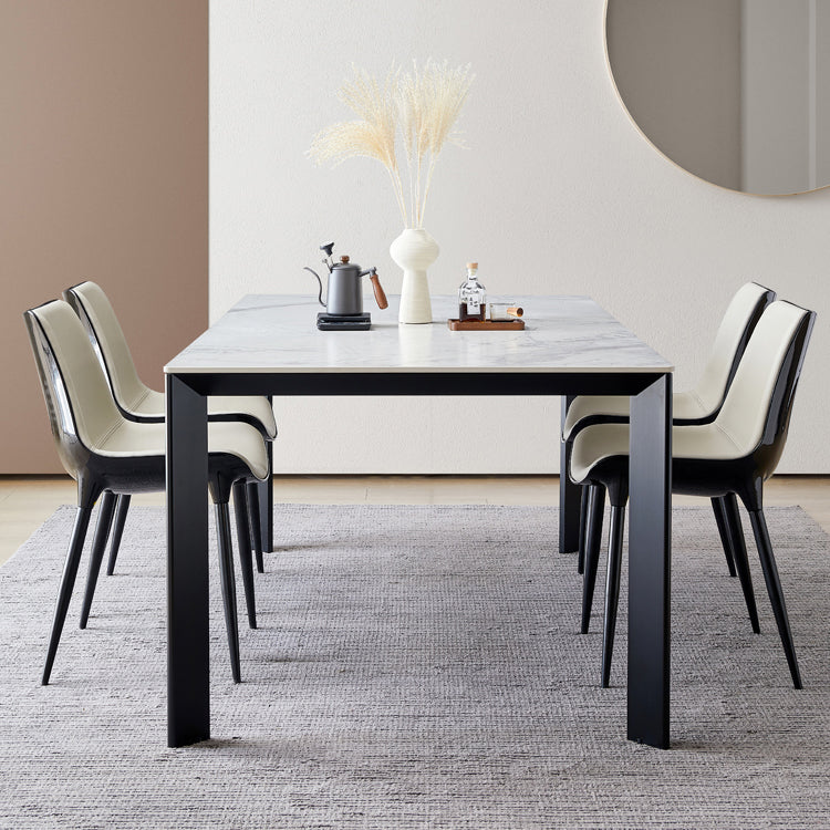 1/3/4/5/7 Pcs Metal Modern Dining Room Set with Rectangle Table and Chairs Dining Set 5 Pieces: Table, 4 Chairs Clearhalo 'Dining Room Sets' 'Dining Tables & Seating' 'dining_room_set' 'furn' 'furn_dining_room_set' 'Furniture' 'furniture_dining_room_set' 'Kitchen & Dining Furniture' 'kitchen&dining_furn' 'kitchen' 4413323