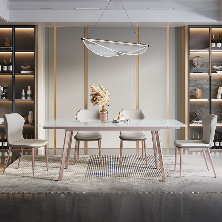 Luxury 1/4/5/7 Pieces Extendable Dining Set Sintered Stone Rectangle Dining Table Set 5 Pieces: Table, 4 Chairs Clearhalo 'Dining Room Sets' 'Dining Tables & Seating' 'dining_room_set' 'furn' 'furn_dining_room_set' 'Furniture' 'furniture_dining_room_set' 'Kitchen & Dining Furniture' 'kitchen&dining_furn' 'kitchen' 4413343