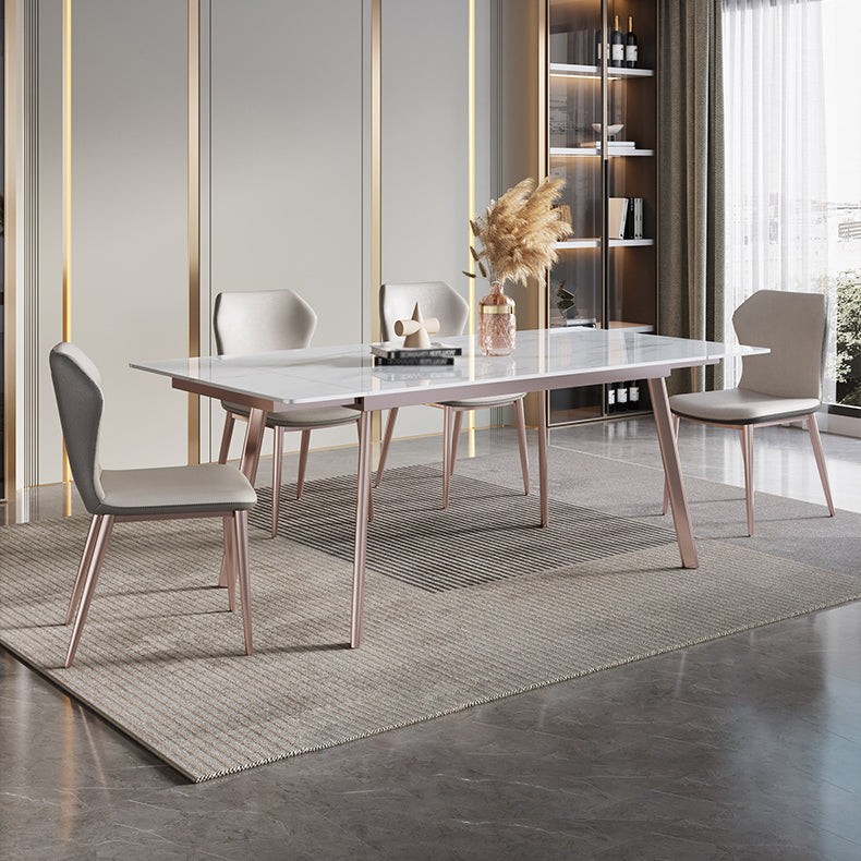 Luxury 1/4/5/7 Pieces Extendable Dining Set Sintered Stone Rectangle Dining Table Set Clearhalo 'Dining Room Sets' 'Dining Tables & Seating' 'dining_room_set' 'furn' 'furn_dining_room_set' 'Furniture' 'furniture_dining_room_set' 'Kitchen & Dining Furniture' 'kitchen&dining_furn' 'kitchen' 4413344