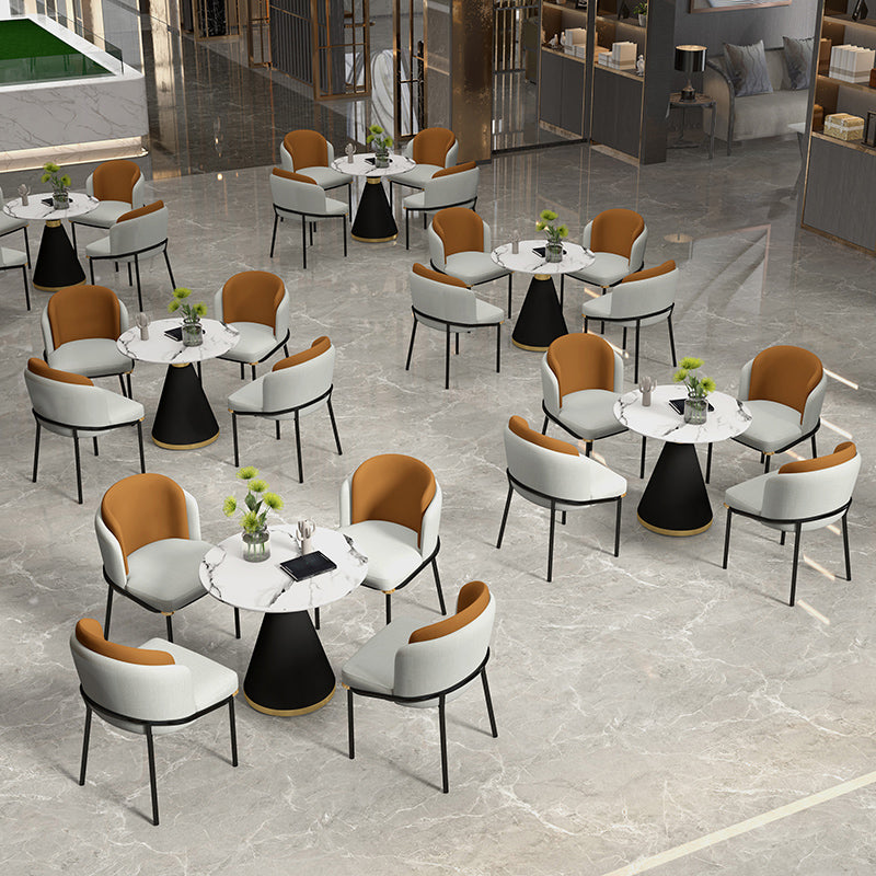 Glam 1/2/5 Pieces Round Dining Set Sintered Stone Dining Table Set for Restaurant Clearhalo 'Dining Room Sets' 'Dining Tables & Seating' 'dining_room_set' 'furn' 'furn_dining_room_set' 'Furniture' 'furniture_dining_room_set' 'Kitchen & Dining Furniture' 'kitchen&dining_furn' 'kitchen' 4413450