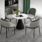 Glam 1/2/5 Pieces Round Dining Set Sintered Stone Dining Table Set for Restaurant 5 Pieces: Table, 4 Grey Chairs Clearhalo 'Dining Room Sets' 'Dining Tables & Seating' 'dining_room_set' 'furn' 'furn_dining_room_set' 'Furniture' 'furniture_dining_room_set' 'Kitchen & Dining Furniture' 'kitchen&dining_furn' 'kitchen' 4413459