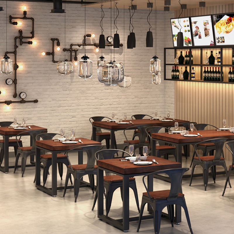 Industrial 1/2/3/5 Pieces Dining Set Square Solid Wood Dining Table Set Clearhalo 'Dining Room Sets' 'Dining Tables & Seating' 'dining_room_set' 'furn' 'furn_dining_room_set' 'Furniture' 'furniture_dining_room_set' 'Kitchen & Dining Furniture' 'kitchen&dining_furn' 'kitchen' 4413471