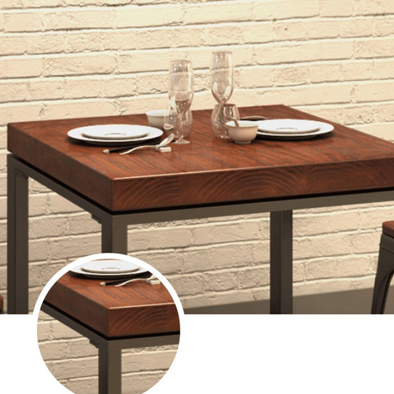 Industrial 1/2/3/5 Pieces Dining Set Square Solid Wood Dining Table Set Clearhalo 'Dining Room Sets' 'Dining Tables & Seating' 'dining_room_set' 'furn' 'furn_dining_room_set' 'Furniture' 'furniture_dining_room_set' 'Kitchen & Dining Furniture' 'kitchen&dining_furn' 'kitchen' 4413476