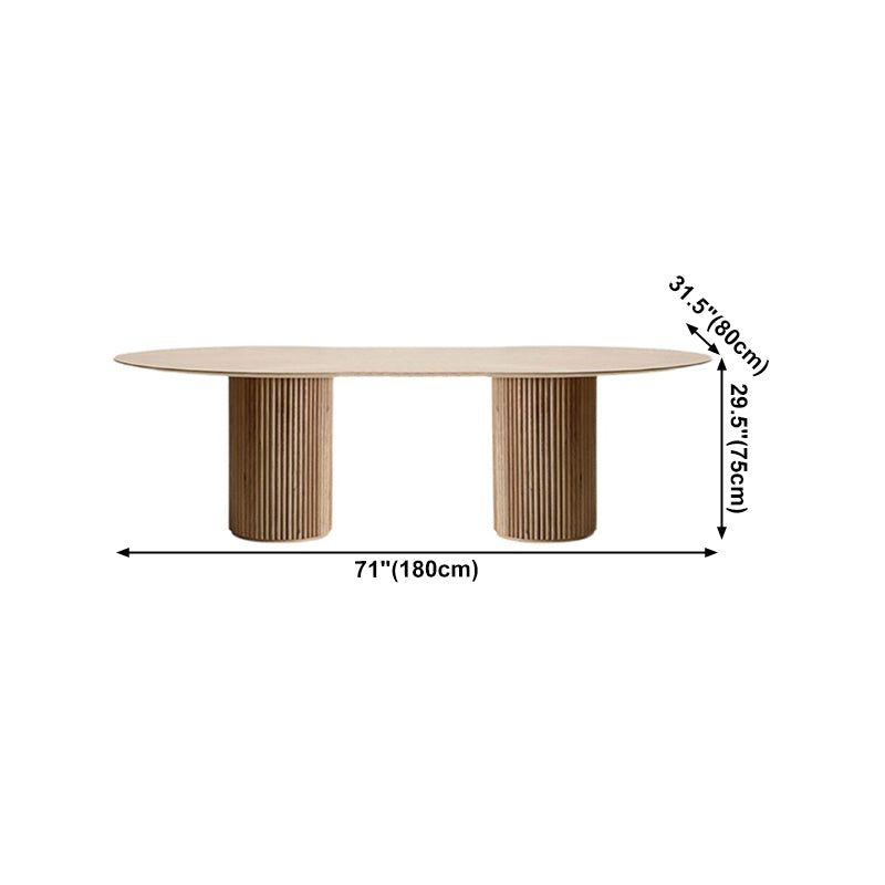 Rectangle Brown Modern Dining Table Solid Wood Table with Double Pedestal Base Clearhalo ' dining_table' 'Dining Tables & Seating' 'Dining Tables' 'furn' 'furn_dining_table' 'Furniture' 'furniture_dining_table' 'Kitchen & Dining Furniture' 'kitchen&dining_furn' 'kitchen' 'kitchen_dining_table' 4413511
