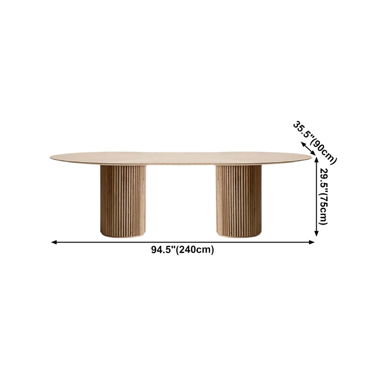Rectangle Brown Modern Dining Table Solid Wood Table with Double Pedestal Base Clearhalo ' dining_table' 'Dining Tables & Seating' 'Dining Tables' 'furn' 'furn_dining_table' 'Furniture' 'furniture_dining_table' 'Kitchen & Dining Furniture' 'kitchen&dining_furn' 'kitchen' 'kitchen_dining_table' 4413514