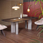 Modern Solid Wood Dining Table for restaurant Rectangle Table with Double Pedestal Gray 63"L x 27.6"W x 29.5"H Without Chairs Clearhalo ' dining_table' 'Dining Tables & Seating' 'Dining Tables' 'furn' 'furn_dining_table' 'Furniture' 'furniture_dining_table' 'Kitchen & Dining Furniture' 'kitchen&dining_furn' 'kitchen' 'kitchen_dining_table' 4413572