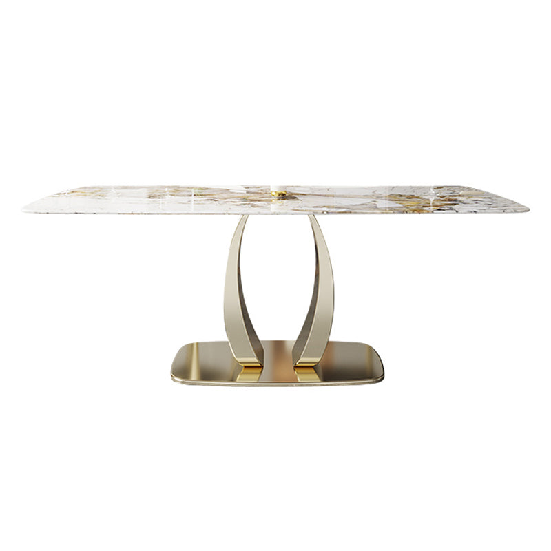 Glam Sintered Stone Dining Table Rectangle Standard Dining Table for Kitchen Clearhalo ' dining_table' 'Dining Tables & Seating' 'Dining Tables' 'furn' 'furn_dining_table' 'Furniture' 'furniture_dining_table' 'Kitchen & Dining Furniture' 'kitchen&dining_furn' 'kitchen' 'kitchen_dining_table' 4413636