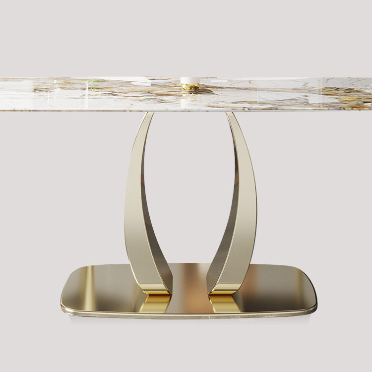 Glam Sintered Stone Dining Table Rectangle Standard Dining Table for Kitchen Clearhalo ' dining_table' 'Dining Tables & Seating' 'Dining Tables' 'furn' 'furn_dining_table' 'Furniture' 'furniture_dining_table' 'Kitchen & Dining Furniture' 'kitchen&dining_furn' 'kitchen' 'kitchen_dining_table' 4413637