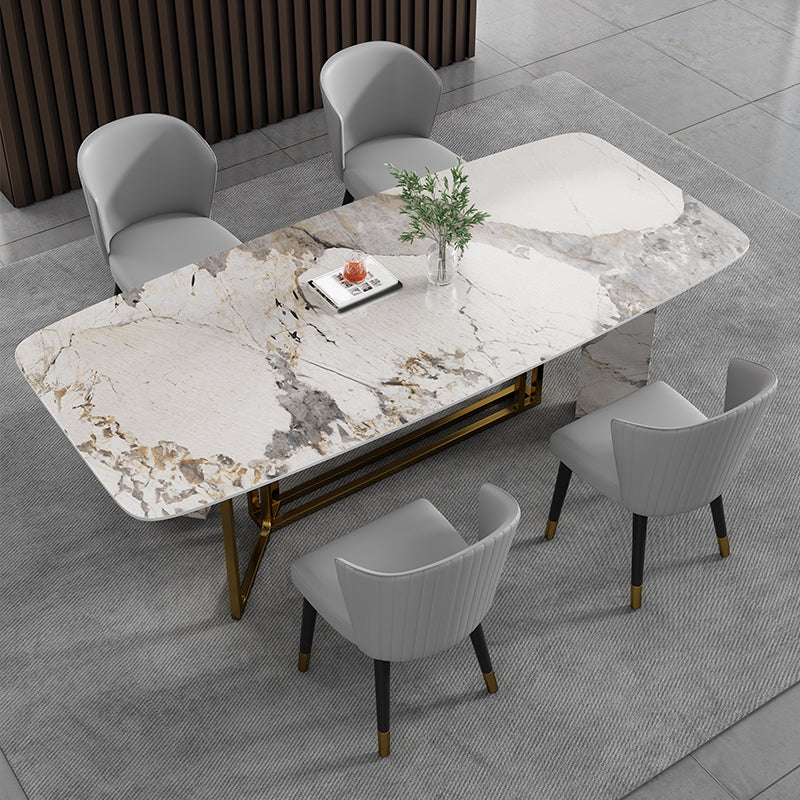 Rectangle Dining Site Table Traditional Luxury Stainless Steel Dinette Table 63"L x 31.5"W x 29.5"H Without Chairs Clearhalo ' dining_table' 'Dining Tables & Seating' 'Dining Tables' 'furn' 'furn_dining_table' 'Furniture' 'furniture_dining_table' 'Kitchen & Dining Furniture' 'kitchen&dining_furn' 'kitchen' 'kitchen_dining_table' 4413646