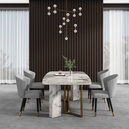 Rectangle Dining Site Table Traditional Luxury Stainless Steel Dinette Table 55.1"L x 31.5"W x 29.5"H Without Chairs Clearhalo ' dining_table' 'Dining Tables & Seating' 'Dining Tables' 'furn' 'furn_dining_table' 'Furniture' 'furniture_dining_table' 'Kitchen & Dining Furniture' 'kitchen&dining_furn' 'kitchen' 'kitchen_dining_table' 4413647