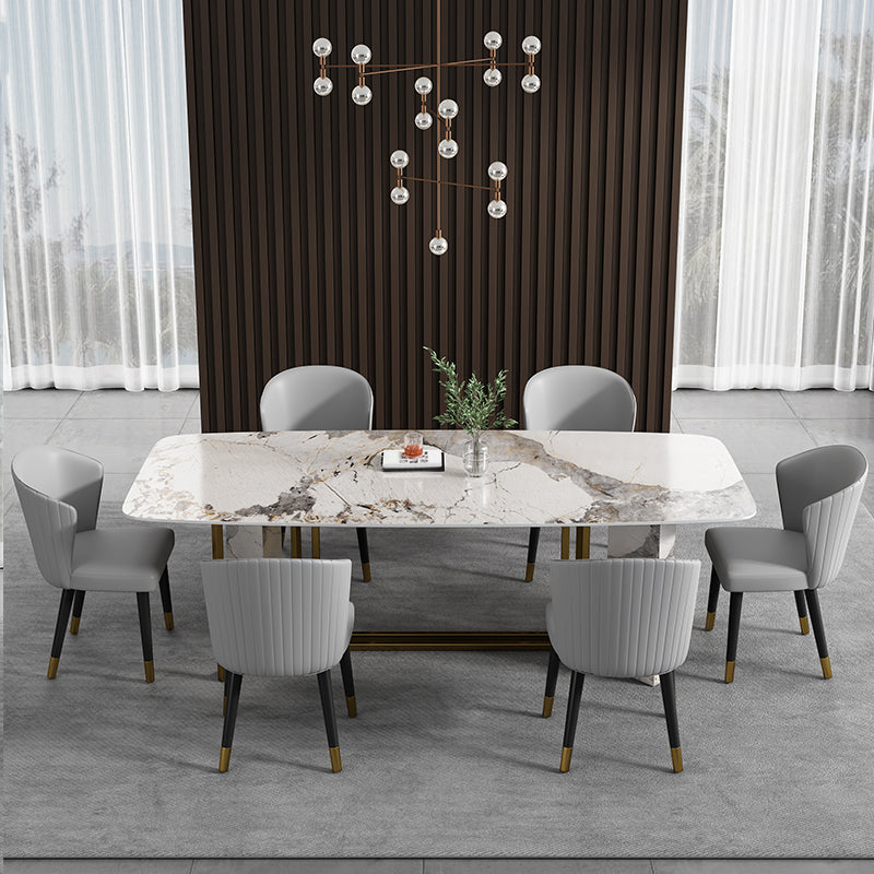 Rectangle Dining Site Table Traditional Luxury Stainless Steel Dinette Table Clearhalo ' dining_table' 'Dining Tables & Seating' 'Dining Tables' 'furn' 'furn_dining_table' 'Furniture' 'furniture_dining_table' 'Kitchen & Dining Furniture' 'kitchen&dining_furn' 'kitchen' 'kitchen_dining_table' 4413648