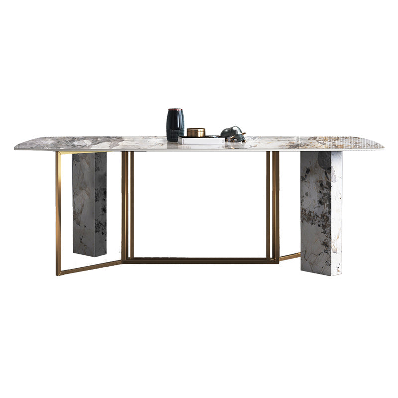 Rectangle Dining Site Table Traditional Luxury Stainless Steel Dinette Table Clearhalo ' dining_table' 'Dining Tables & Seating' 'Dining Tables' 'furn' 'furn_dining_table' 'Furniture' 'furniture_dining_table' 'Kitchen & Dining Furniture' 'kitchen&dining_furn' 'kitchen' 'kitchen_dining_table' 4413649