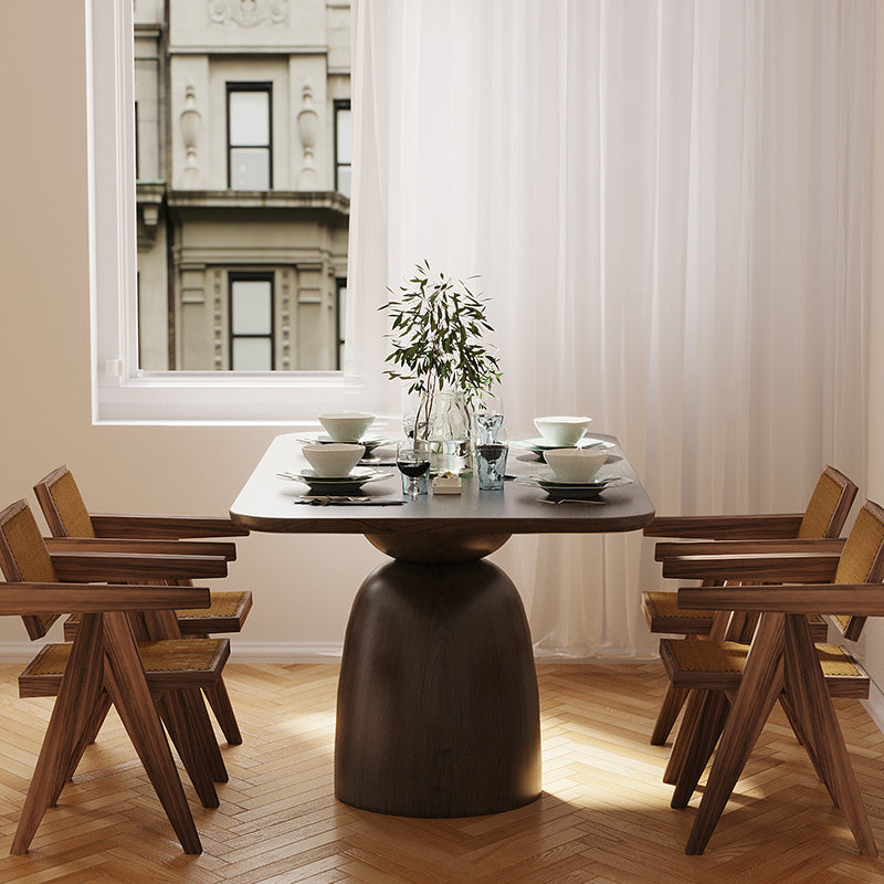 Solid Wood Dining Table in Brown for Restaurant Modern Table with Wooden Base 63"L x 31.5"W x 29.5"H Without Chairs Clearhalo ' dining_table' 'Dining Tables & Seating' 'Dining Tables' 'furn' 'furn_dining_table' 'Furniture' 'furniture_dining_table' 'Kitchen & Dining Furniture' 'kitchen&dining_furn' 'kitchen' 'kitchen_dining_table' 4413670