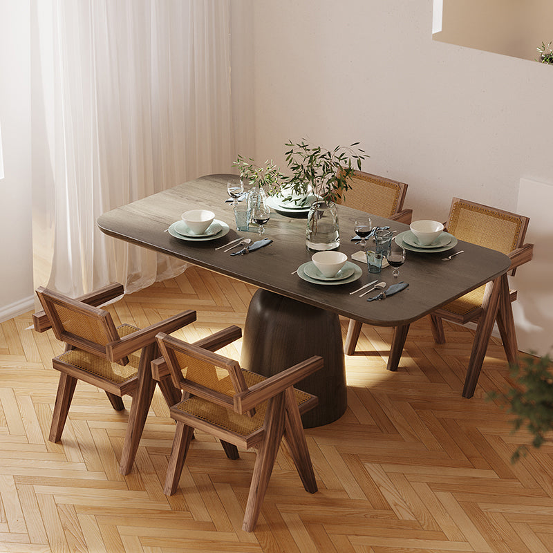 Solid Wood Dining Table in Brown for Restaurant Modern Table with Wooden Base 70.9"L x 31.5"W x 29.5"H Without Chairs Clearhalo ' dining_table' 'Dining Tables & Seating' 'Dining Tables' 'furn' 'furn_dining_table' 'Furniture' 'furniture_dining_table' 'Kitchen & Dining Furniture' 'kitchen&dining_furn' 'kitchen' 'kitchen_dining_table' 4413672