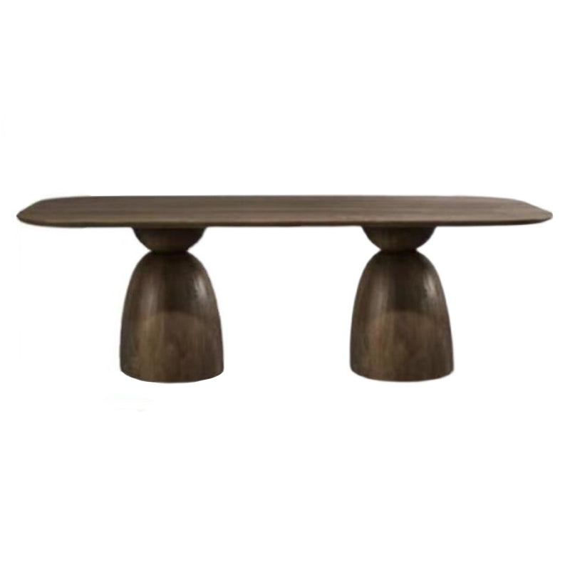 Solid Wood Dining Table in Brown for Restaurant Modern Table with Wooden Base 86.6"L x 31.5"W x 29.5"H Without Chairs Clearhalo ' dining_table' 'Dining Tables & Seating' 'Dining Tables' 'furn' 'furn_dining_table' 'Furniture' 'furniture_dining_table' 'Kitchen & Dining Furniture' 'kitchen&dining_furn' 'kitchen' 'kitchen_dining_table' 4413673