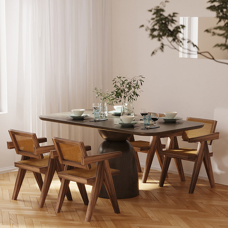 Solid Wood Dining Table in Brown for Restaurant Modern Table with Wooden Base Clearhalo ' dining_table' 'Dining Tables & Seating' 'Dining Tables' 'furn' 'furn_dining_table' 'Furniture' 'furniture_dining_table' 'Kitchen & Dining Furniture' 'kitchen&dining_furn' 'kitchen' 'kitchen_dining_table' 4413679