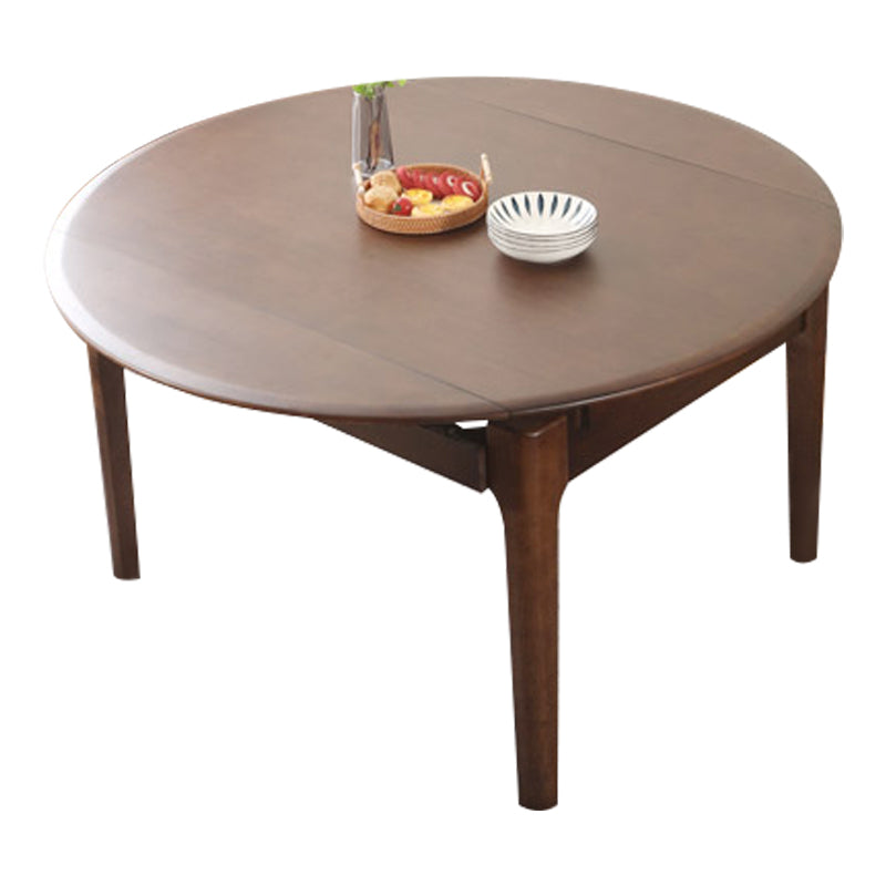 Contemporary Round Extendable Dining Table Solid Wood Standard Dining Table for Kitchen Walnut 47.2"L x 47.2"W x 29.5"H Without Chairs Clearhalo ' dining_table' 'Dining Tables & Seating' 'Dining Tables' 'furn' 'furn_dining_table' 'Furniture' 'furniture_dining_table' 'Kitchen & Dining Furniture' 'kitchen&dining_furn' 'kitchen' 'kitchen_dining_table' 4413710