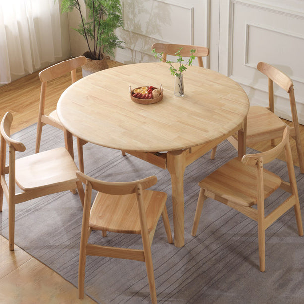 Contemporary Round Extendable Dining Table Solid Wood Standard Dining Table for Kitchen Clearhalo ' dining_table' 'Dining Tables & Seating' 'Dining Tables' 'furn' 'furn_dining_table' 'Furniture' 'furniture_dining_table' 'Kitchen & Dining Furniture' 'kitchen&dining_furn' 'kitchen' 'kitchen_dining_table' 4413718