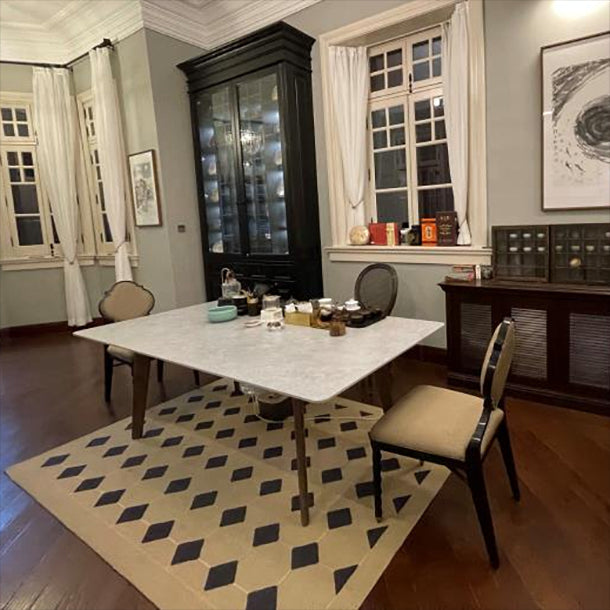 Rectangle Grey Top Dining Table Mid-Century Modern Sintered Stone Table with 4 Legs 59.1"L x 31.5"W x 29.5"H Without Chairs Clearhalo ' dining_table' 'Dining Tables & Seating' 'Dining Tables' 'furn' 'furn_dining_table' 'Furniture' 'furniture_dining_table' 'Kitchen & Dining Furniture' 'kitchen&dining_furn' 'kitchen' 'kitchen_dining_table' 4413723