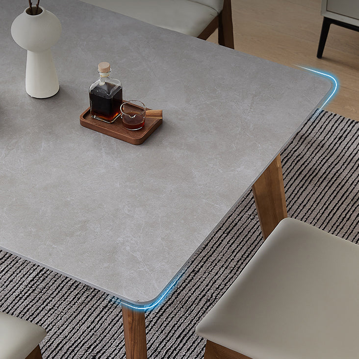 Rectangle Grey Top Dining Table Mid-Century Modern Sintered Stone Table with 4 Legs Clearhalo ' dining_table' 'Dining Tables & Seating' 'Dining Tables' 'furn' 'furn_dining_table' 'Furniture' 'furniture_dining_table' 'Kitchen & Dining Furniture' 'kitchen&dining_furn' 'kitchen' 'kitchen_dining_table' 4413725