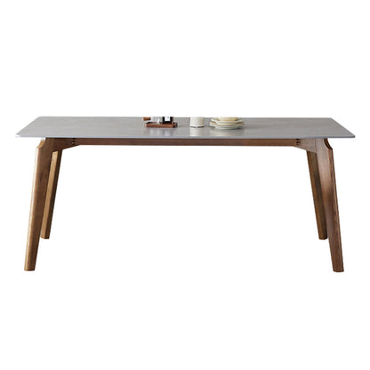 Rectangle Grey Top Dining Table Mid-Century Modern Sintered Stone Table with 4 Legs Without Chairs Clearhalo ' dining_table' 'Dining Tables & Seating' 'Dining Tables' 'furn' 'furn_dining_table' 'Furniture' 'furniture_dining_table' 'Kitchen & Dining Furniture' 'kitchen&dining_furn' 'kitchen' 'kitchen_dining_table' 4413726