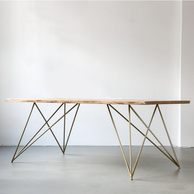 Traditional Luxury Rectangle Furniture Pine Solid Wood Dining Side Table Gold Without Chairs Clearhalo ' dining_table' 'Dining Tables & Seating' 'Dining Tables' 'furn' 'furn_dining_table' 'Furniture' 'furniture_dining_table' 'Kitchen & Dining Furniture' 'kitchen&dining_furn' 'kitchen' 'kitchen_dining_table' 4413737