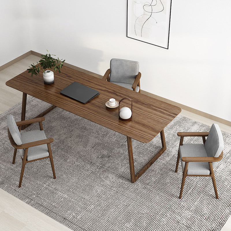 Rectangle Industrial Dining Table Solid Wood Fixed Table for Kitchen Brown 70.9"L x 31.5"W x 29.5"H Without Chairs Clearhalo ' dining_table' 'Dining Tables & Seating' 'Dining Tables' 'furn' 'furn_dining_table' 'Furniture' 'furniture_dining_table' 'Kitchen & Dining Furniture' 'kitchen&dining_furn' 'kitchen' 'kitchen_dining_table' 4413753