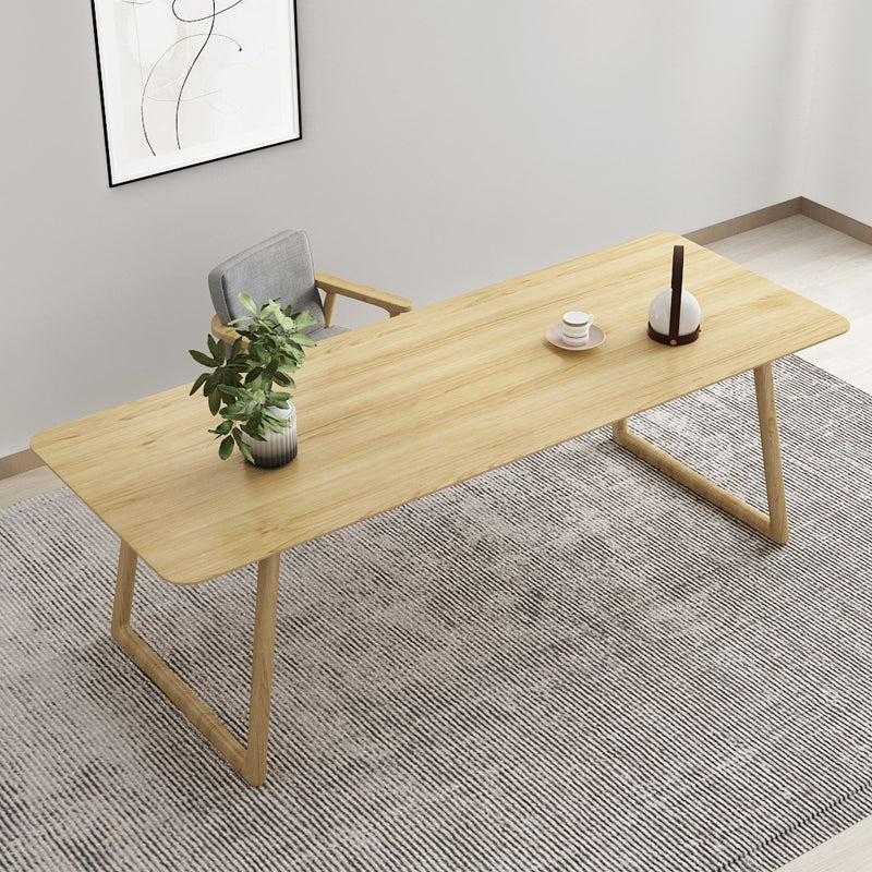 Rectangle Industrial Dining Table Solid Wood Fixed Table for Kitchen Natural 78.7"L x 31.5"W x 29.5"H Without Chairs Clearhalo ' dining_table' 'Dining Tables & Seating' 'Dining Tables' 'furn' 'furn_dining_table' 'Furniture' 'furniture_dining_table' 'Kitchen & Dining Furniture' 'kitchen&dining_furn' 'kitchen' 'kitchen_dining_table' 4413754