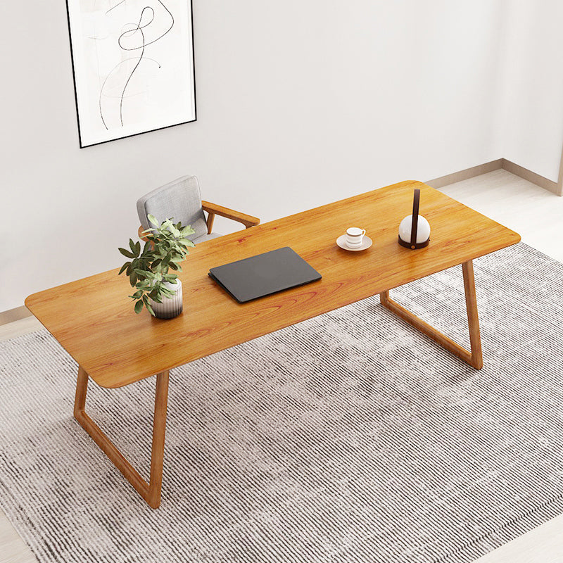 Rectangle Industrial Dining Table Solid Wood Fixed Table for Kitchen Yellow 70.9"L x 31.5"W x 29.5"H Without Chairs Clearhalo ' dining_table' 'Dining Tables & Seating' 'Dining Tables' 'furn' 'furn_dining_table' 'Furniture' 'furniture_dining_table' 'Kitchen & Dining Furniture' 'kitchen&dining_furn' 'kitchen' 'kitchen_dining_table' 4413756