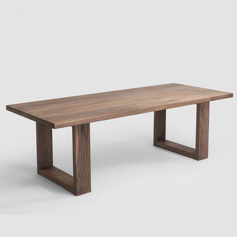 Industrial Solid Wood Dining Table Rectangle Table in Brown with Double Pedestal Base 63"L x 27.6"W x 29.5"H Without Chairs Clearhalo ' dining_table' 'Dining Tables & Seating' 'Dining Tables' 'furn' 'furn_dining_table' 'Furniture' 'furniture_dining_table' 'Kitchen & Dining Furniture' 'kitchen&dining_furn' 'kitchen' 'kitchen_dining_table' 4413776
