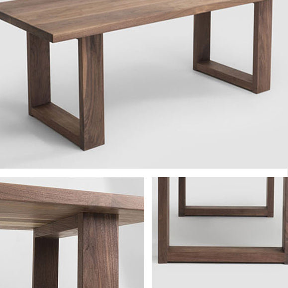 Industrial Solid Wood Dining Table Rectangle Table in Brown with Double Pedestal Base Clearhalo ' dining_table' 'Dining Tables & Seating' 'Dining Tables' 'furn' 'furn_dining_table' 'Furniture' 'furniture_dining_table' 'Kitchen & Dining Furniture' 'kitchen&dining_furn' 'kitchen' 'kitchen_dining_table' 4413779
