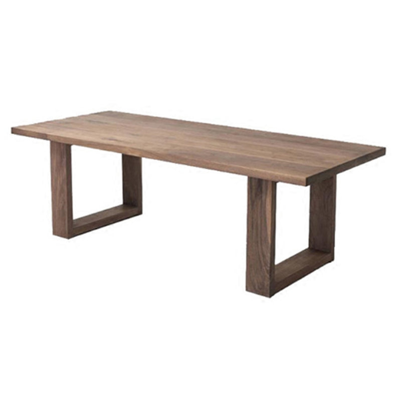 Industrial Solid Wood Dining Table Rectangle Table in Brown with Double Pedestal Base Without Chairs Clearhalo ' dining_table' 'Dining Tables & Seating' 'Dining Tables' 'furn' 'furn_dining_table' 'Furniture' 'furniture_dining_table' 'Kitchen & Dining Furniture' 'kitchen&dining_furn' 'kitchen' 'kitchen_dining_table' 4413780