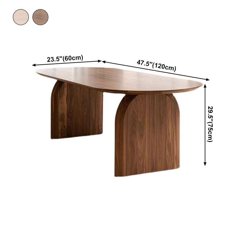 Contemporary Style Oval Furniture Double Pedestal Solid Wood Dinner Table Clearhalo ' dining_table' 'Dining Tables & Seating' 'Dining Tables' 'furn' 'furn_dining_table' 'Furniture' 'furniture_dining_table' 'Kitchen & Dining Furniture' 'kitchen&dining_furn' 'kitchen' 'kitchen_dining_table' 4413812