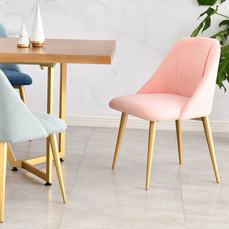 Metal Contemporary Armless Dining Chairs Matte Fabric Parsons Chair for Brasserie Clearhalo ' kitchen&dining_furn' 'Dining Chairs' 'Dining Tables & Seating' 'dining_chair' 'furn' 'furn_dining_chair' 'Furniture' 'furniture_dining_chair' 'Kitchen & Dining Furniture' 'kitchen' 4413813