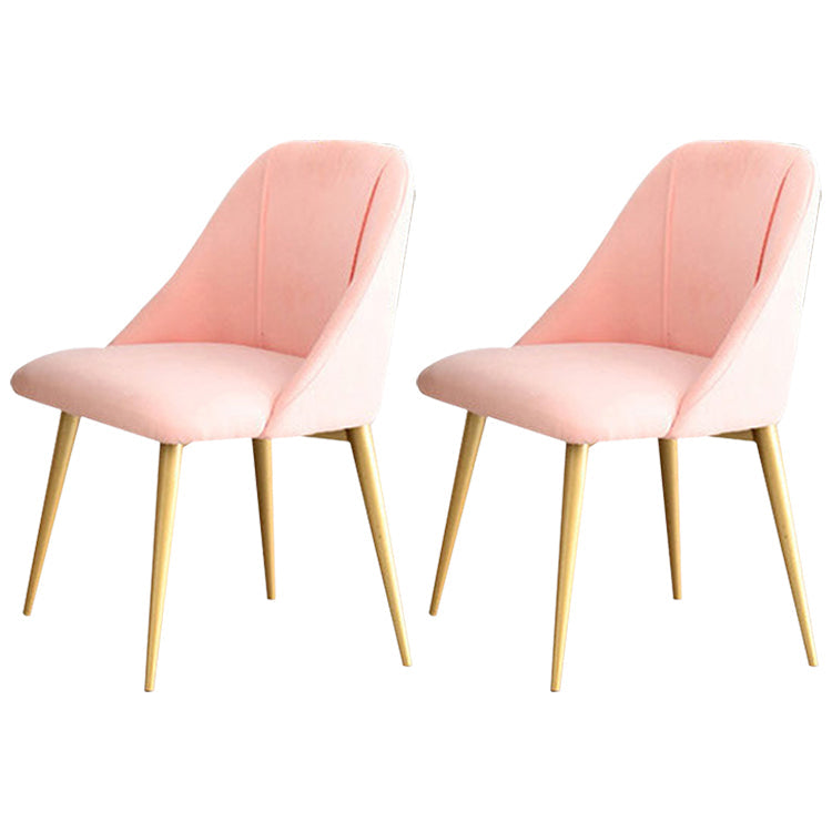 Metal Contemporary Armless Dining Chairs Matte Fabric Parsons Chair for Brasserie Pink 2 Piece Set Clearhalo ' kitchen&dining_furn' 'Dining Chairs' 'Dining Tables & Seating' 'dining_chair' 'furn' 'furn_dining_chair' 'Furniture' 'furniture_dining_chair' 'Kitchen & Dining Furniture' 'kitchen' 4413821