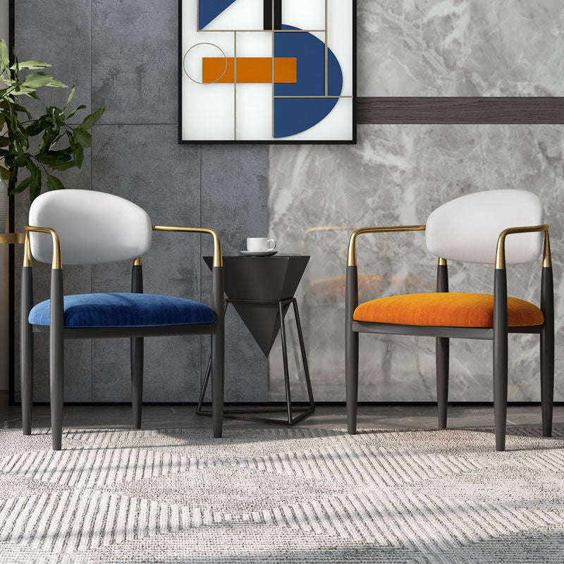 Restaurant Contemporary Upholstered Arm Chair Matte Finish Open Back Dining Chair Clearhalo ' kitchen&dining_furn' 'Dining Chairs' 'Dining Tables & Seating' 'dining_chair' 'furn' 'furn_dining_chair' 'Furniture' 'furniture_dining_chair' 'Kitchen & Dining Furniture' 'kitchen' 4413844