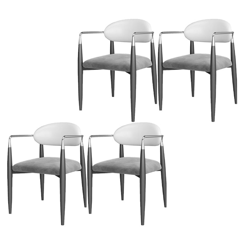 Restaurant Contemporary Upholstered Arm Chair Matte Finish Open Back Dining Chair White-Gray 4 Piece Set Clearhalo ' kitchen&dining_furn' 'Dining Chairs' 'Dining Tables & Seating' 'dining_chair' 'furn' 'furn_dining_chair' 'Furniture' 'furniture_dining_chair' 'Kitchen & Dining Furniture' 'kitchen' 4413848