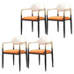 Restaurant Contemporary Upholstered Arm Chair Matte Finish Open Back Dining Chair White-Saffron 4 Piece Set Clearhalo ' kitchen&dining_furn' 'Dining Chairs' 'Dining Tables & Seating' 'dining_chair' 'furn' 'furn_dining_chair' 'Furniture' 'furniture_dining_chair' 'Kitchen & Dining Furniture' 'kitchen' 4413855