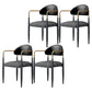 Restaurant Contemporary Upholstered Arm Chair Matte Finish Open Back Dining Chair Black-Gray 4 Piece Set Clearhalo ' kitchen&dining_furn' 'Dining Chairs' 'Dining Tables & Seating' 'dining_chair' 'furn' 'furn_dining_chair' 'Furniture' 'furniture_dining_chair' 'Kitchen & Dining Furniture' 'kitchen' 4413861