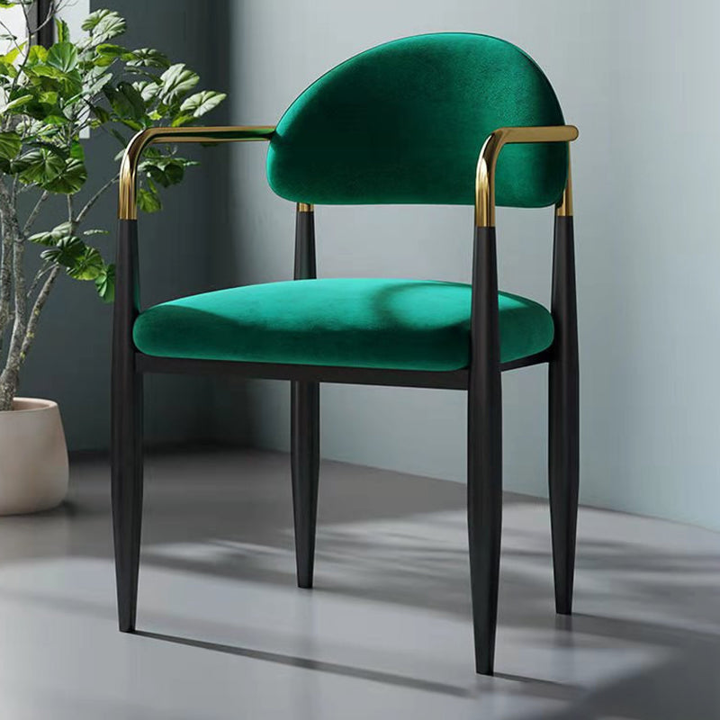 Restaurant Contemporary Upholstered Arm Chair Matte Finish Open Back Dining Chair Green 1 Piece Clearhalo ' kitchen&dining_furn' 'Dining Chairs' 'Dining Tables & Seating' 'dining_chair' 'furn' 'furn_dining_chair' 'Furniture' 'furniture_dining_chair' 'Kitchen & Dining Furniture' 'kitchen' 4413863