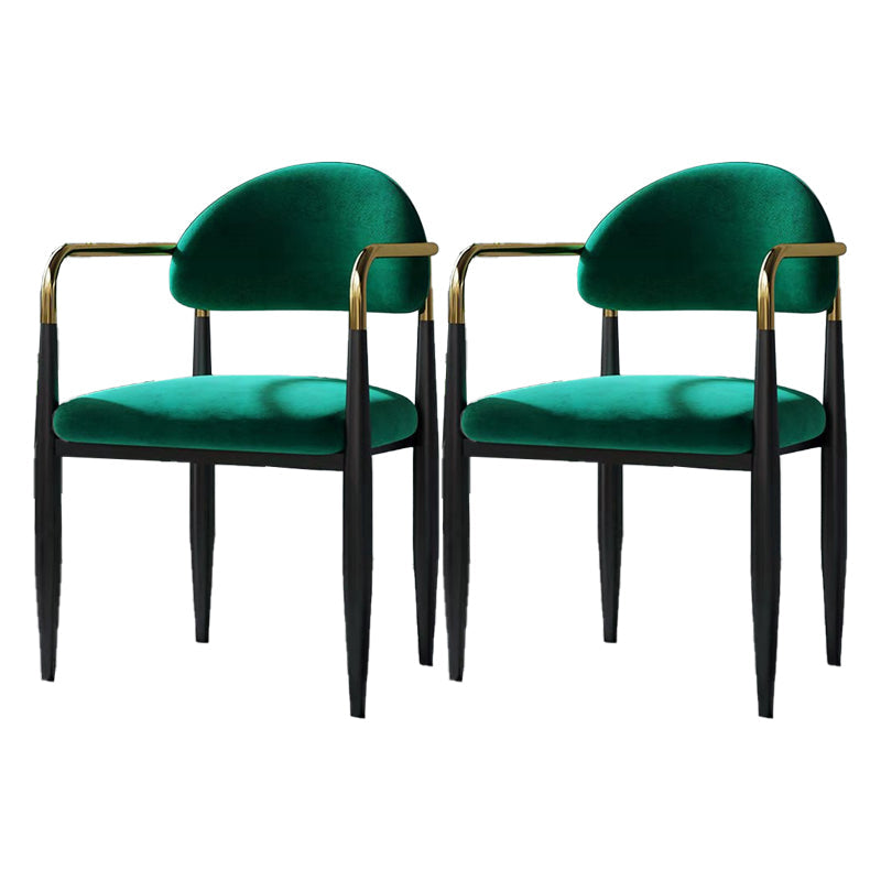 Restaurant Contemporary Upholstered Arm Chair Matte Finish Open Back Dining Chair Green 2 Piece Set Clearhalo ' kitchen&dining_furn' 'Dining Chairs' 'Dining Tables & Seating' 'dining_chair' 'furn' 'furn_dining_chair' 'Furniture' 'furniture_dining_chair' 'Kitchen & Dining Furniture' 'kitchen' 4413865