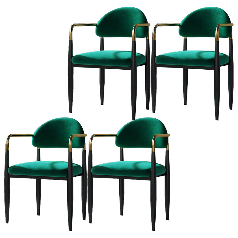 Restaurant Contemporary Upholstered Arm Chair Matte Finish Open Back Dining Chair Green 4 Piece Set Clearhalo ' kitchen&dining_furn' 'Dining Chairs' 'Dining Tables & Seating' 'dining_chair' 'furn' 'furn_dining_chair' 'Furniture' 'furniture_dining_chair' 'Kitchen & Dining Furniture' 'kitchen' 4413866