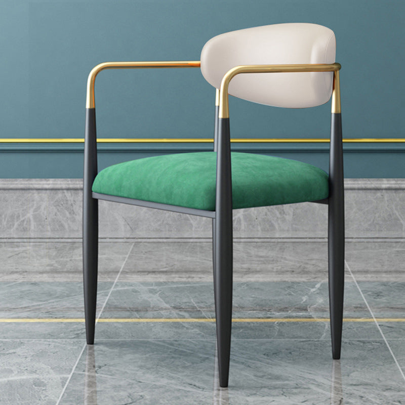 Restaurant Contemporary Upholstered Arm Chair Matte Finish Open Back Dining Chair White-Green 1 Piece Clearhalo ' kitchen&dining_furn' 'Dining Chairs' 'Dining Tables & Seating' 'dining_chair' 'furn' 'furn_dining_chair' 'Furniture' 'furniture_dining_chair' 'Kitchen & Dining Furniture' 'kitchen' 4413868