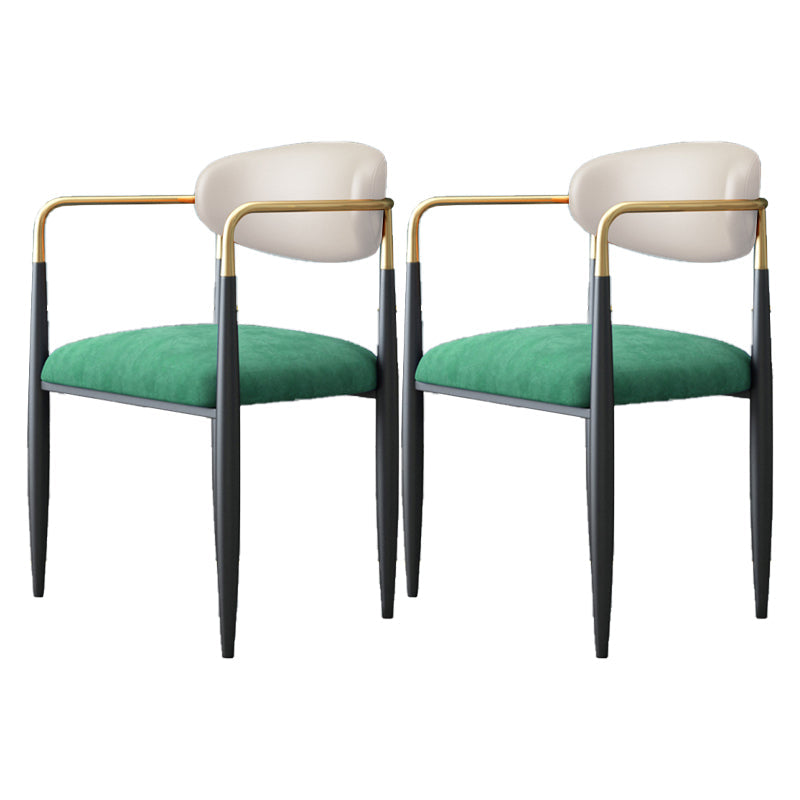 Restaurant Contemporary Upholstered Arm Chair Matte Finish Open Back Dining Chair White-Green 2 Piece Set Clearhalo ' kitchen&dining_furn' 'Dining Chairs' 'Dining Tables & Seating' 'dining_chair' 'furn' 'furn_dining_chair' 'Furniture' 'furniture_dining_chair' 'Kitchen & Dining Furniture' 'kitchen' 4413870
